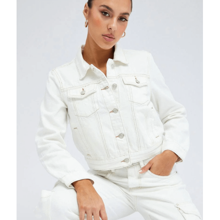 White Denim Crop Jacket