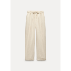 LINEN BLEND STRAIGHT TROUSERS