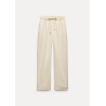 LINEN BLEND STRAIGHT TROUSERS